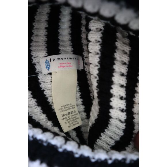 Free People Movement NF42301 Women's Black/White Stripe It Up Cool Down Beanie - Picture 5 of 9
